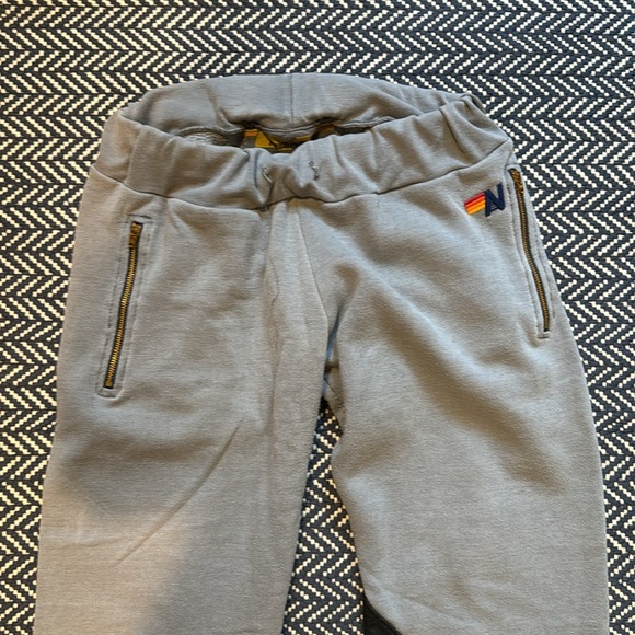 Black and gray color block Aviator Nation Sweatpants with zipper pockets - Picture 2 of 4